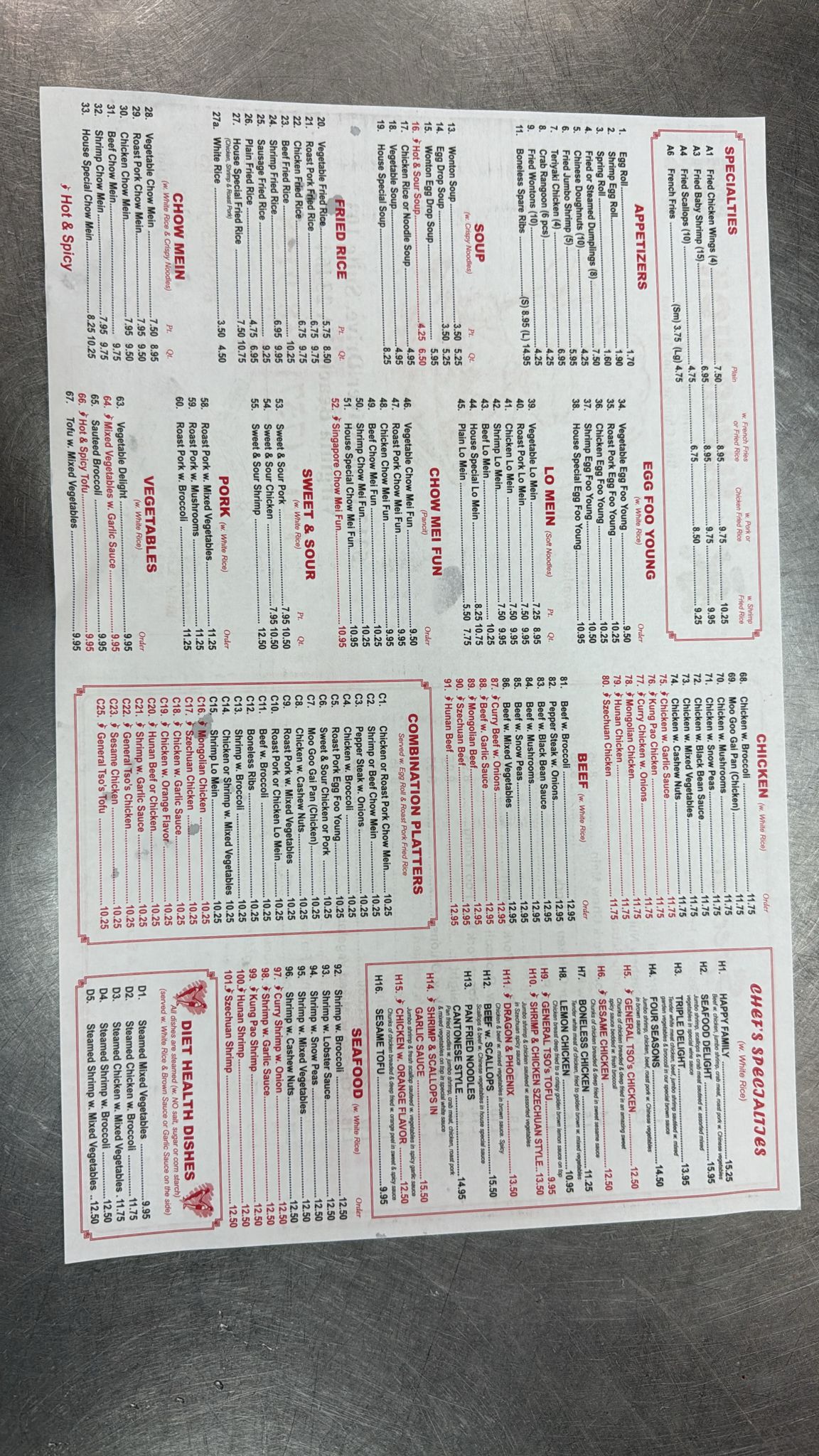 Super Wok menu photo - full menu items